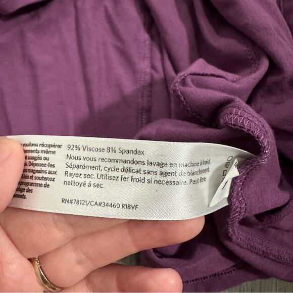 Eileen Fisher Purple Bateau Neck Twist Back Shift Jersey Stretch Dress Size XS - Picture 8 of 10